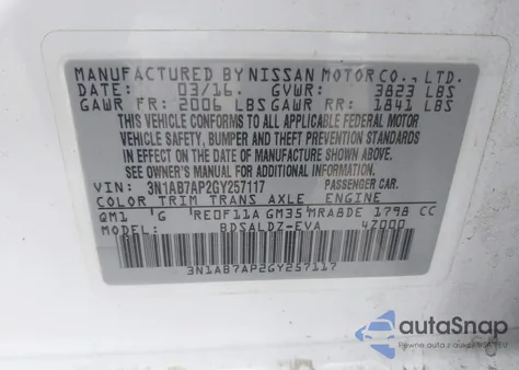 2016 Nissan Sentra from USA, damaged, VIN 3N1AB7AP2GY257117